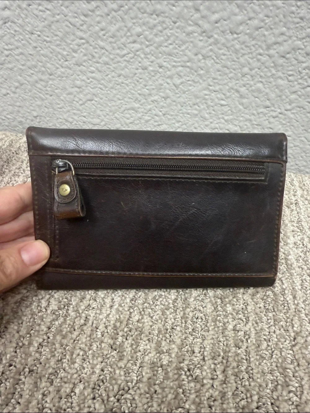 Liz Claiborne Chocolate Brown Leather Fold-Over Wallet